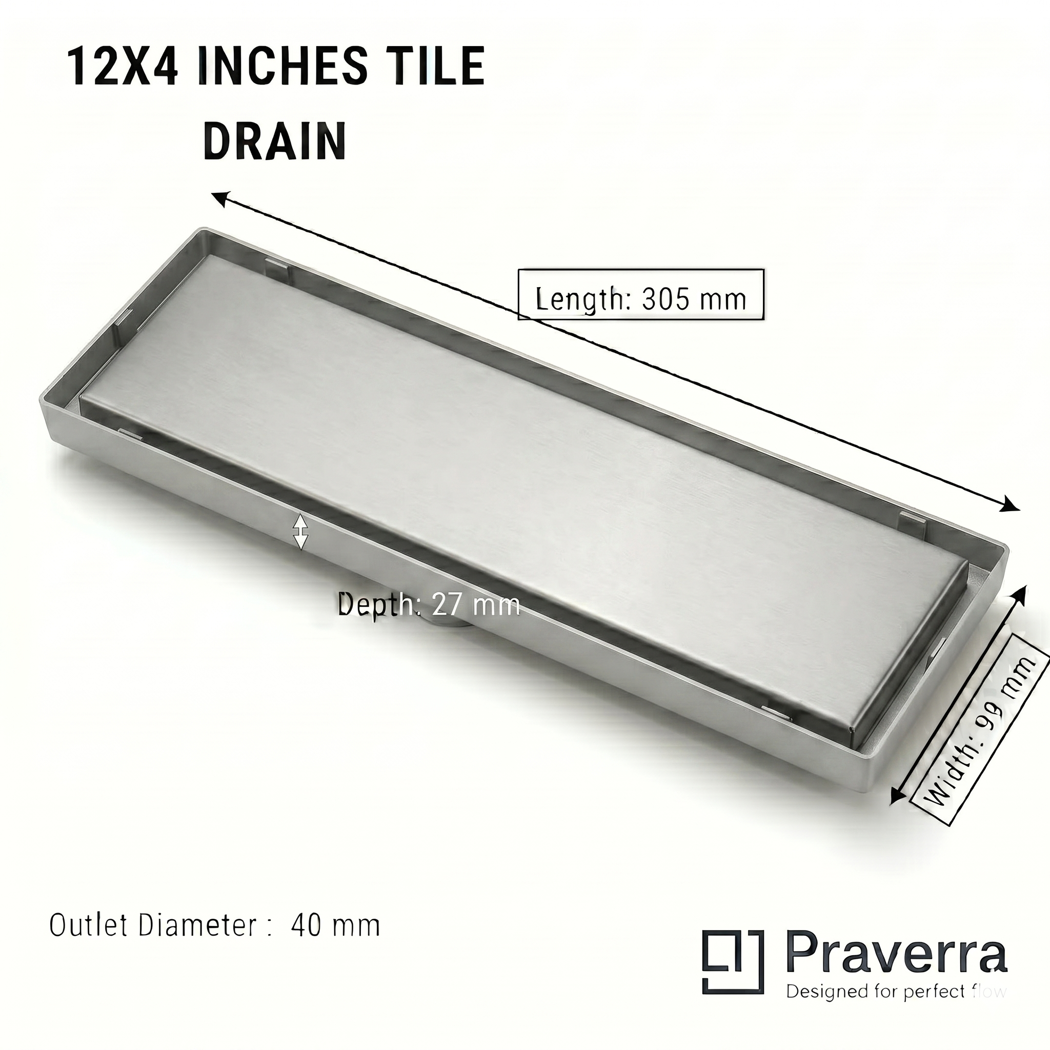 Praverra Tile Drainer Matt view 3